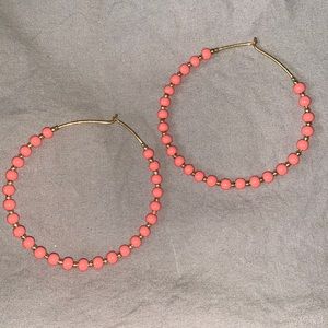 Coral beaded hoops